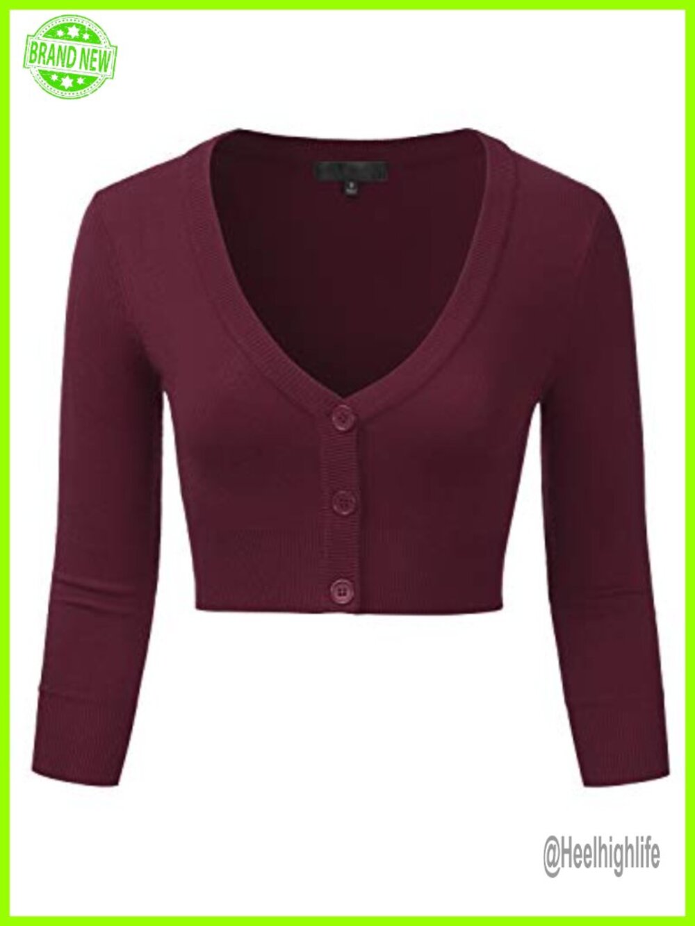 Women's Cropped Bolero Cardigan Button Down 3/4 Sleeve Knit Shrug